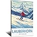 Produktbild CFXNGA Lauberhorn Schweiz Vintage-Reiseposter, 40 x 60 cm, Leinwand-Kunstposter und Wandkunst, Bilddruck, moderne Familienschlafzimmer-Dekoration