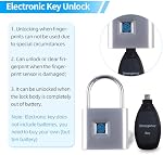 Serrure d'empreintes digitales,Padlock d'impression digitale avec clé d'urgence Initialiser l'empreinte digitale, IP66 Padlock Smart étanche pour entrepôts, salle de gym, écoles, maisons, cabinets de bureau
