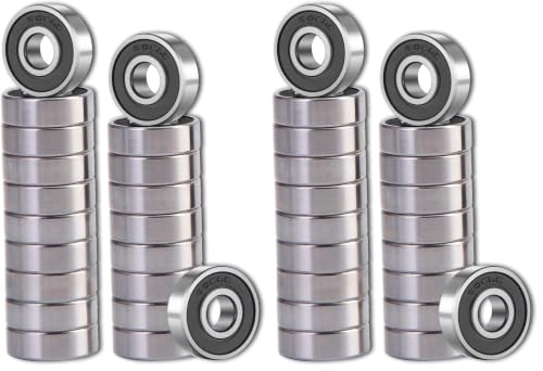 Image of SHKI 20 Pcs 608 2RS Ball Bearings - Bearing Steel and Double Rubber Sealed Miniature Deep Groove Ball Bearings (8mm x 22mm x 7mm) (608 2RS) (Pack of 2)
