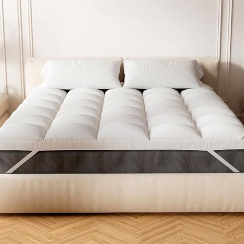 Extra Thick Fitted Mattress Topper - California King Size | Soft & Cooling Pillow Top Mattress Pad & Protector | Bed Topper for Back Pain, Straps Stretch 6" to 22" Deep