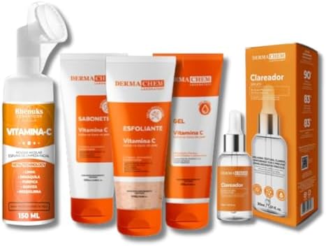 Kit Skincare Vitamina C Sabonete+Esfoliante+Gel Hidratante+Serum ...
