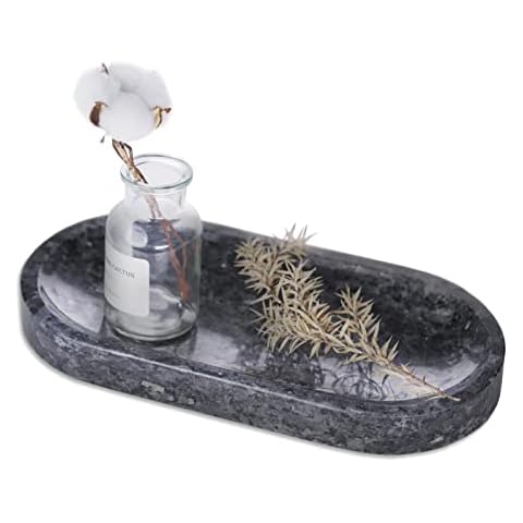Koville Norwegian Natural Granite Bathroom Tray, 12" Vanity Sink Tray for Kitchen, Decorative Tray, Bathroom Countertop Organizer for Perfume, Candles, Jewelry(Blue Pearl) Cover