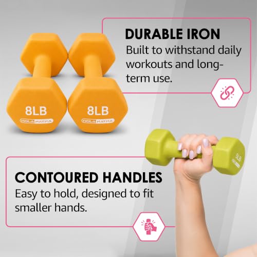 HolaHatha Neoprene Dumbbell Weights Set with Rack, 32 Lbs, Multicolor - image 4