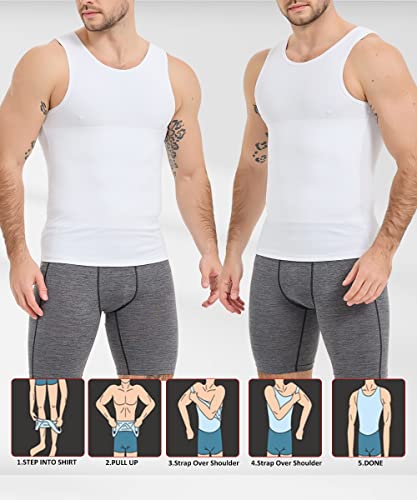 Optlove Men Body Shaper Vest Compression Shirts Slimming Tummy Control Shapewear Abdomen Undershirt Fajas Para Hombres White #TOP4