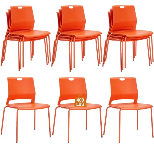 Image of Sidanli 12 Pack Stacking Office Chairs, Scratch Free Structure, Orange