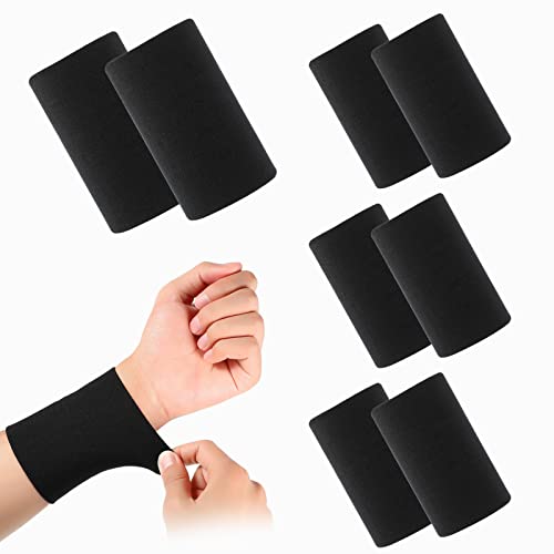 SATINIOR 4 Pairs Wrist Compression Sleeves Compression Wrist Band Wrist Support Wrist Brace Wrist Wraps Elastic Wristbands for Men and Women Tennis, Tendonitis, Carpal Tunnel, Black, M