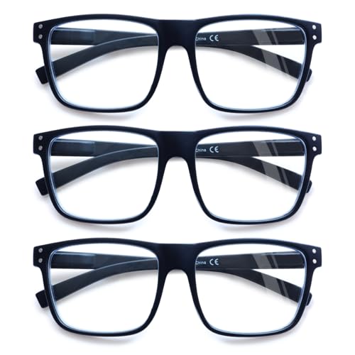ZOECENT Lesebrille Herren 3 Pack Blaulichtfilter Brille Große Schwarz Computer brillen Lesehilfe für Damen (3 Farbe-1, 1.50, x) ZOECENT Lesebrille Herren 3 Pack Blaulichtfilter Brille Große Schwarz Computer brillen Lesehilfe für Damen (3 Farbe-1, 1.50, x)