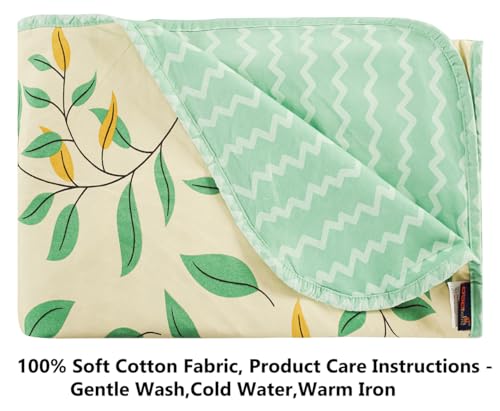 Image of BSB HOME Cotton Super Soft Brushed Microfiber Cotton 2 Layer Breathable Double Bed Dohar Lightweight Summer | AC | All Season Blanket Dohar 84X96(Inches) 213X243(CM) Cotton Pista & Light Green