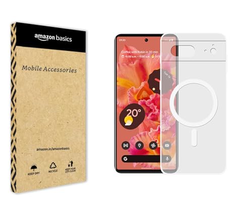 Image of amazon basics Luxury Paper Thin Case Cover for Google Pixel 6A | Matte Finish | Compatible with magsafe | (White, Google Pixel 6A)