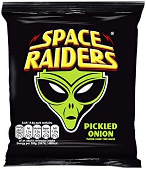 Space Raiders Pickled Onion Flavoured Cosmic Corn Snack Crisps Pack of 36
