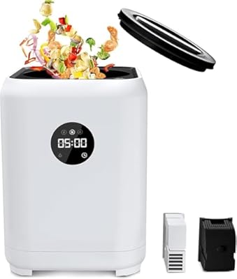 Electric Kitchen Composter, 3L Large Capacity Compost Bin Kitchen, Odorless & Quiet Smart Countertop Composter, Auto-Cleaning Mode, Fast Composting for Garden Fertilizer, White