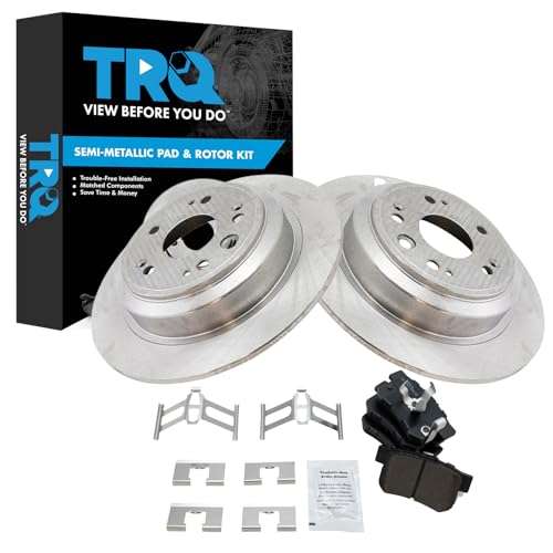 Image of TRQ Rear Brake Pad and Rotor Set Semi Metallic Vented Rotors | For 2010-2011 Honda Accord Crosstour 2012-2015 Crosstour