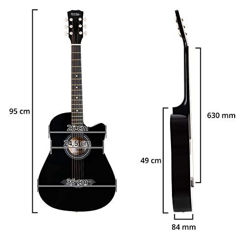 Rocktile WSD-5C-BK Slim Line Set de guitare folk Noir - Les Beatles, Paul McCartney, John Lennon, RIngo Starr, George Harrison Rocktile WSD-5C-BK Slim Line Set de guitare folk Noir – Image 7
