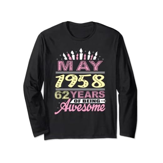 Mayo de 1958 62 años de edad regalo fiesta de vela 62 cumpleaños Manga Larga