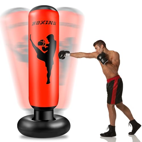Consejos y comparativas para Comprar Sacos boxeo comprados en linea. 35 NUSKON Saco de Boxeo Hinchable, Saco de Boxeo, Saco de Boxeo Hinchable Independiente, Saco de Boxeo de Pie para Adultos, para Entrenamiento Físico,Adecuado para Karate Taekwondo