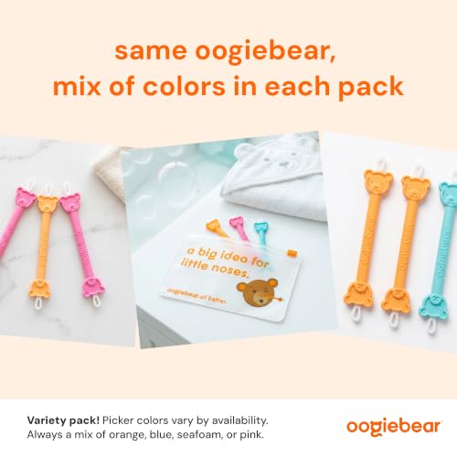Image of oogiebear: Baby Nose Cleaner & Ear Wax Removal Tool - Safe Booger & Earwax Removal for Newborns, Infants, Toddlers - Dual-Ended - Diaper Bag Must-Have - 3 Pack with a Pouch, Colors May Vary