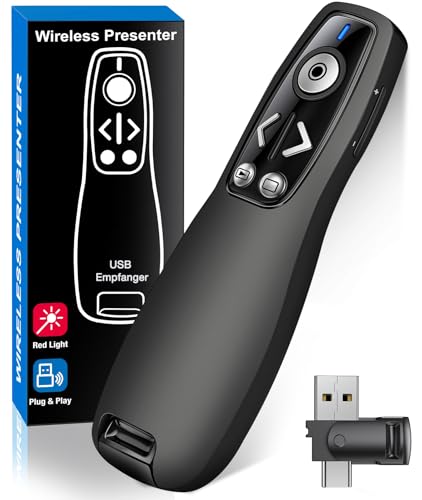 Presentation Clicker Wireless Presenter Remote for PowerPoint, Powerpoint Clicker with Volume Control PowerPoint Slide Advancer for Mac, Computer, Laptop-E600