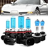 LECCIBUB Headlight Bulbs Compatible With Chevy Corvette 1997-2004, 9005 High Beam + 9006 Low Beam + 880 Fog Lights Halogen Light Bulb Combo, Super Bright 6000K White, Plug and Play, Pack of 6