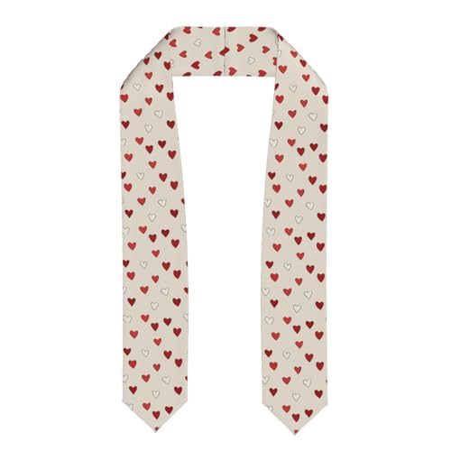 Woshuwo Chal de graduación unisex para adultos, diseño de corazón, color rojo y blanco, 183 cm de largo, para graduación académica