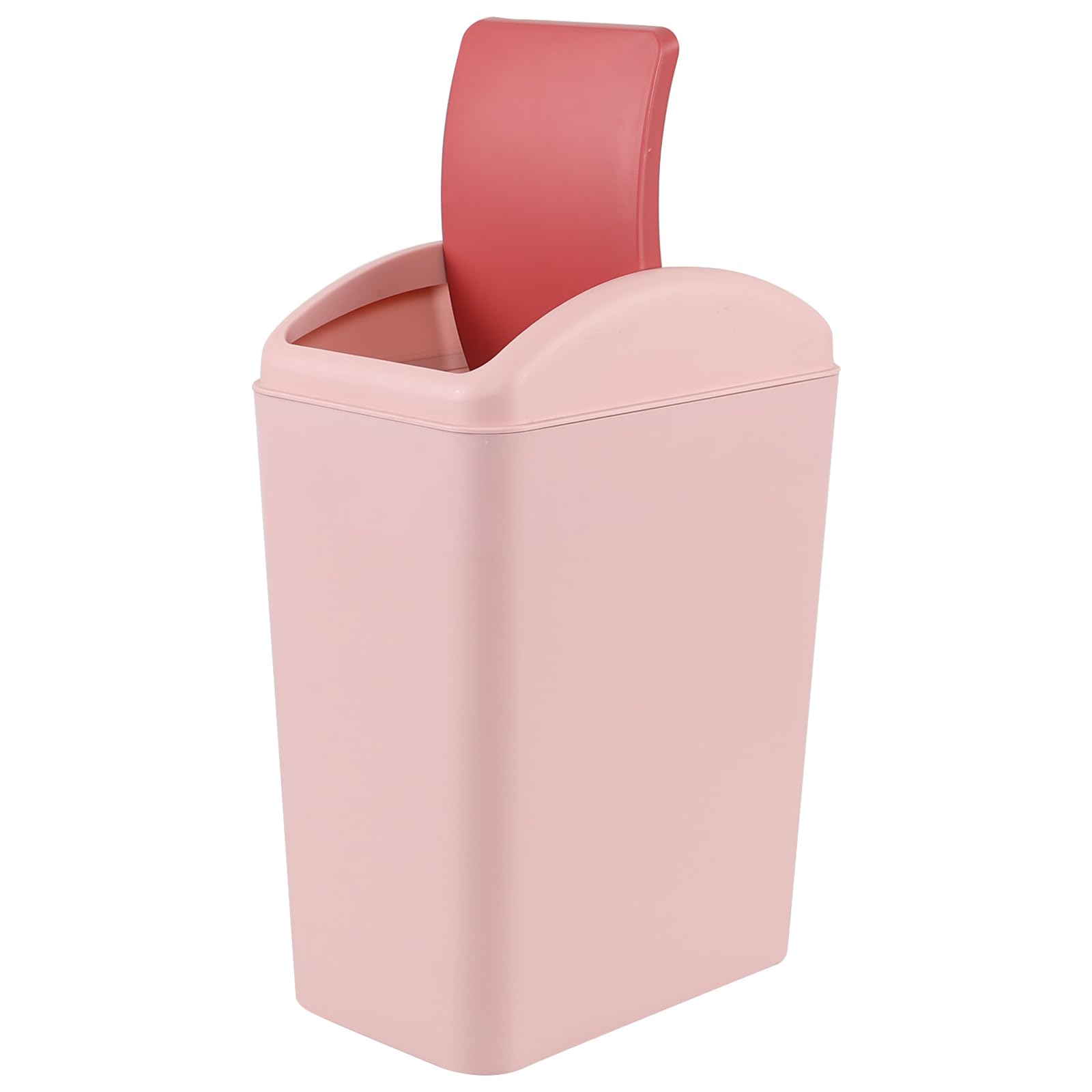 Tyminin Slim Bathroom Bin with Lid, Plastic Swing Top Bin, 20 Liters Waste Basket for Bedroom Living Room Office(Pink)