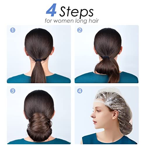 Aquior Shower Cap Disposable, 50 Pcs Bath Caps Larger Thick Clear Waterproof Plastic Elastic Hair Bath Caps For Women, Hotel Travel Essentials Accessories Deep Conditioning Hair Care Cleaning Supplies #TOP3