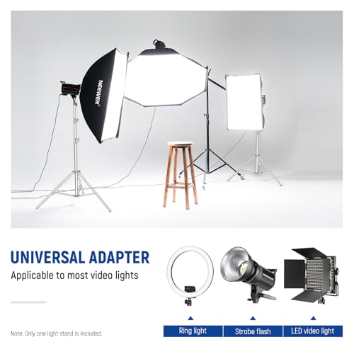 Image of NEEWER 2Pcs 9.2ft Stainless Steel Light Stands, Spring Cushioned Heavy Duty Photography Tripod Stand with 1 /4 inch-3 /8 inch Adapter for Strobe Video Ring Light Monolight Softbox, 22lb Max Load, ST-280SS