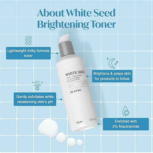 The Face Shop White Seed Brightening Toner with Lupin Seed, Daisy, Niacinamide, Moisturizing & Brightening - Image 4