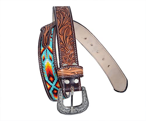 Western Beaded Genuine Leather Belt For Men and Women 30HQ1142