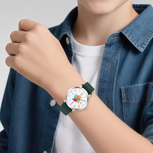 Blisshour Kids Watch Analog Waterproof, Pinwheel Learning Watch for Kids 8-12, Teacher Watches for Boys Ages 5-7 6-8, Easy to Read Educational Girls Watches4