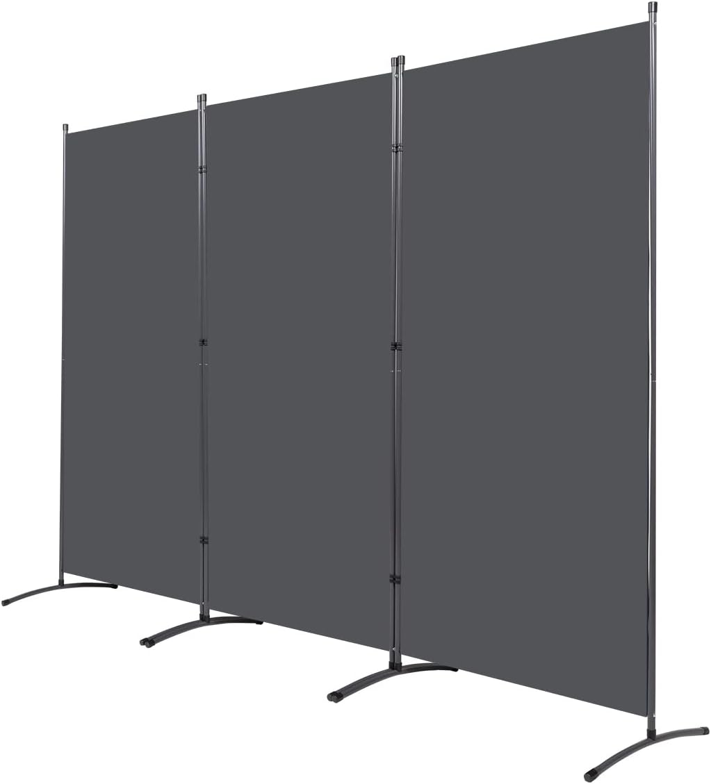 JVVMNJLK Indoor Room Divider,Portable Office Divider,Convenient Movable(3-Panel),Folding Partition Privacy Screen for Bedroom,Dining Room, Study,102" W x 19.7" D x 71.3" H,Dark Gray Grey 34"- 3 Panel
