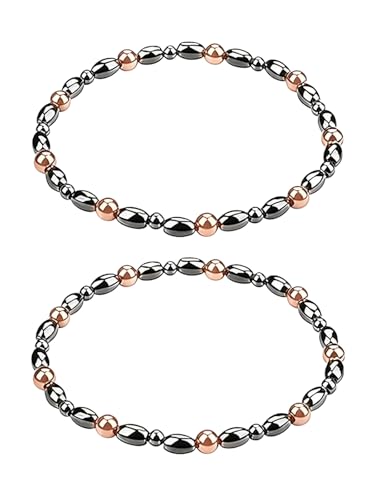 Drkao 2 pack Copper Magnetic Anklets for Women Copper Magnetic Therapy Anklet Magnet Better Christmas Gift for Family Birthday Anniversay Gift Pulsera De Cobre Para Mujer for Parents For Mother