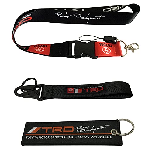 1pc Silk Lanyard + 1pc Tag Key Ring + 1pc Keychain For Accessories Car SUV Truck Racing Motorcycle Office House Keys For TRD (Type B)