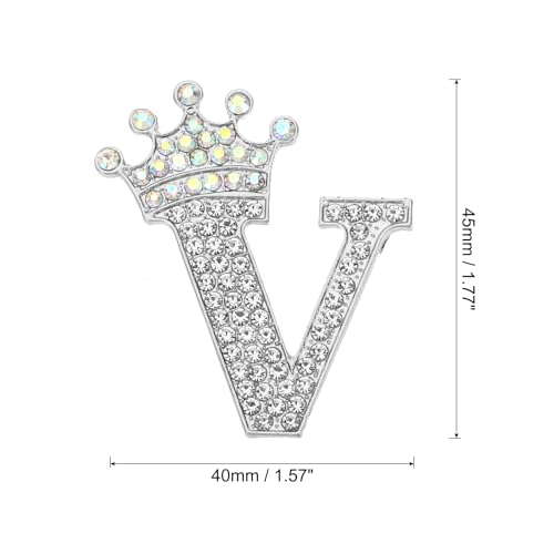 Image of PATIKIL Letter Brooch Pins, Crown Initial Rhinestone Alphabet Letter Lapel Badges Pin for Women Suits