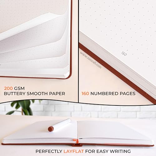 Image of NEORAH - B5 - ART JOURNAL | 200Gsm Dotgrid Notebook |160 Pages(25.0 x 17.5 cm) | Lay Flat |Hard Cover Bullet - Journal |3 Bookmarks |Elastic Closure | Inner BackPocket | Ideal-Bujo,Sketchbook (BROWN)