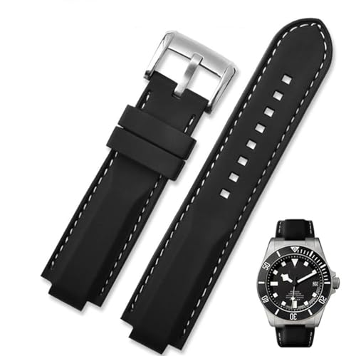 Bracelet montre silicone étanche 22mm noir Tudor Pelagos - 2
