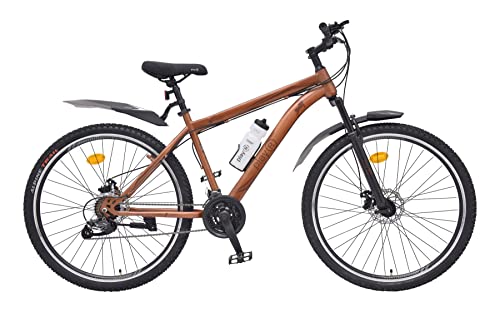 Image of playR Stallion Cycle 27.5 Inch 21 Speed Front Wheel Shock Abs Front and Rear Disc Brake Chestnut Brown Mountain Bike for Durable City & Outdoor Cycle Men & Women