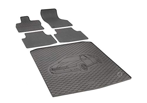 Passgenaue Kofferraumwanne und Gummifußmatten geeignet für Skoda Superb III Kombi ab 2015 + Autoschoner MONTEUR