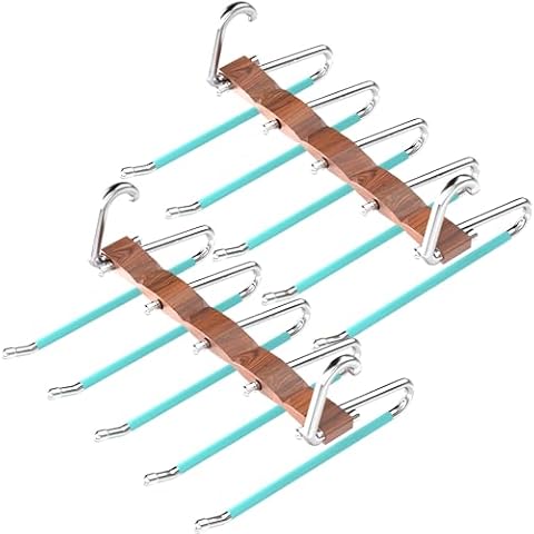 Space Saving Pant Hangers - Stainless Steel, Anti-Slip, Green, 2 Pack Cover