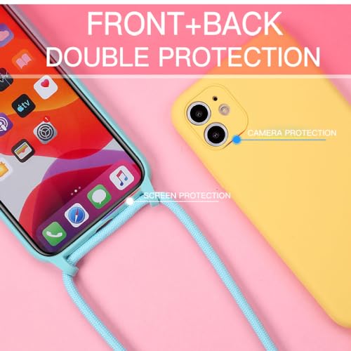 Coque silicone liquide iPhone 13 rose protégeant des chutes avec cordon amovible - 6