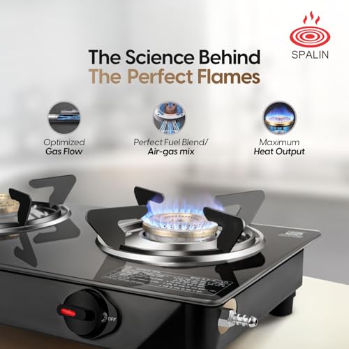 Image of 3 Burner Glass Top Gas Stove | Manual Ignition | Crystal Toughened Glass | ISI Certified | High Efficiency Burners | Durable & Easy Clean Kitchen Gas Stove
