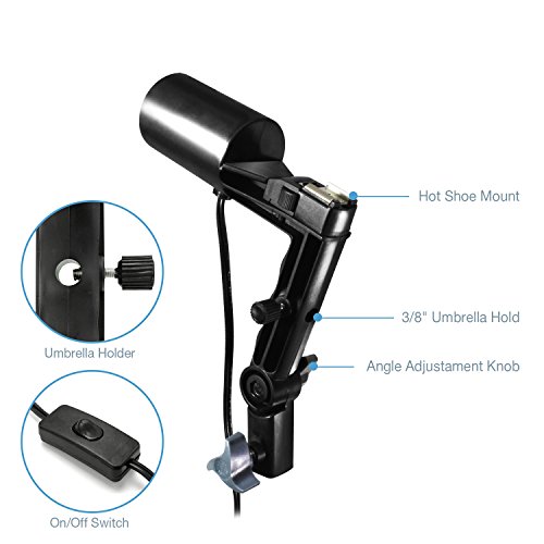 LimoStudio Photography Flash Cold Shoe Mount Adapter Bulb Socket, 33" White Umbrella Lighting Reflector, Tripod Photo Stand, Single Head Photo Bulb Socket, Hot Shoe Mount, AGG2789 - Thumbnail 3