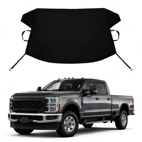 Image of F250 F350 F450 F550 Custom Windshield Cover for Ice and Snow for-d F250 F350 F450 F550 Heavy Duty 600D Oxford Fabric Windshield Protector Fit Waterproof Frost Snow Cover Winter Car Accessories