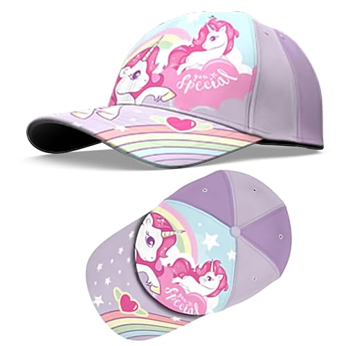 Image of SRV Hub Unicorn Kids Baseball Cap for Girls 3–6 Years – Light Pink Toddler Sun Hat with Adjustable Strap – Cute Cartoon Summer Cap for UV Protection, Outdoor Play & Holidays