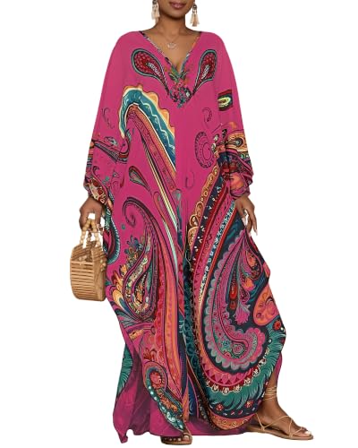 Image of Bsubseach Moo Moos for Women Batwing Sleeve Kaftan Dresses with Pockets