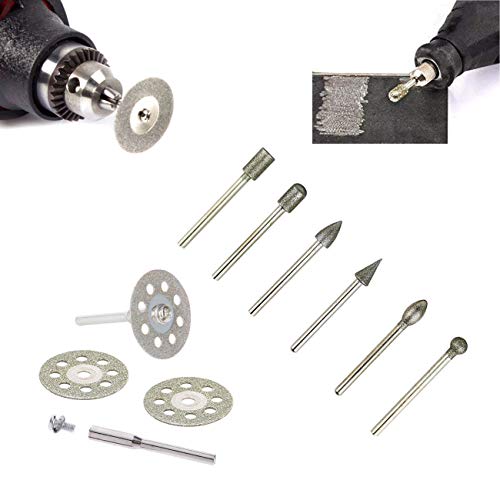 40Pcs Rotary Grinding Bit Set, 10Pcs Diamond Cutting Wheel (22Mm) + 20Pcs Diamond Grinding Burr Drill Bits Sets + 10Pcs Abrasive Mounted Stone Grinding Wheels Bits (3Mm Mandrel) #TOP5