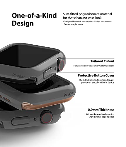 Image of Ringke Slim Case Compatible with Apple Watch Series 6 /5 / 4 / SE 44mm (2 Pack) - Clear & Dark Gray
