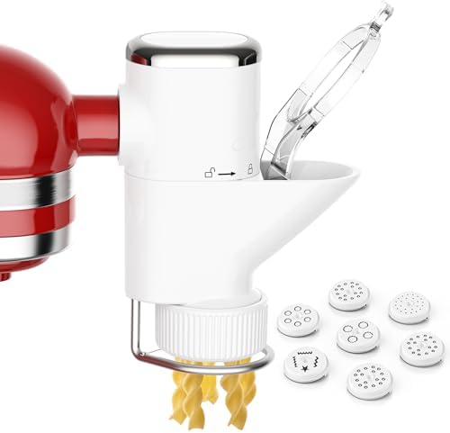 Gourmet Pasta Press Attachment for KitchenAid Stand Mixers, Pasta Maker for Kitchenaid Mixer With 7 Interchangeable Pasta Plates, For Kitchenaid Pasta Attachment