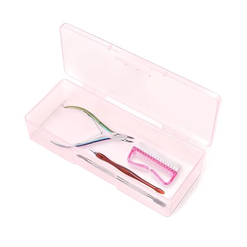 Miniatura 5 de Caja transparente de almacenamiento para equipo de arte de uñas, herramienta de manicura, herramienta de pedicura, caja de plástico vacía (rosa)