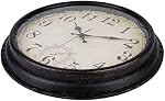 Horloge extérieure 16 pouces, grandes horloges murales étanches avec thermomètre pour salon, patio, piscine, jardin (Bronze)