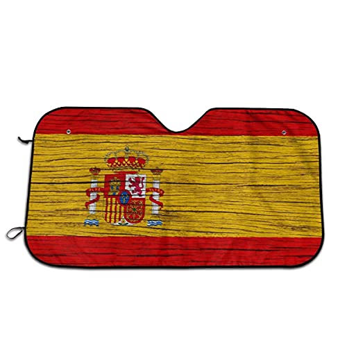Parasol del Parabrisas del Coche España Textura de Madera Bandera española Bloques del Parasol del Coche Rayos Ultravioleta Protector de Visera para Mantener el vehículo Fresco Cover